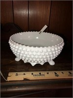 White Hobnail Footed Bowl