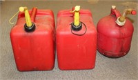 3 Plastic Gas Cans (2) 5gal, 1) 2.5gal)
