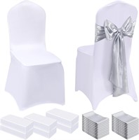 100 Pcs Wedding Chair Covers (Gray  White)