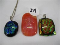 Lot (3) Glass Jewelry Pendents