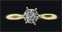 14K Yellow gold diamond solitaire ring in
