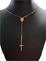14kt Rose Yellow & White Gold 22" Rosary Necklace