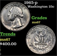 1965-p Washington Quarter 25c Grades GEM++ Unc