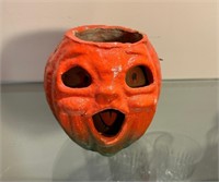 Paper Mache Halloween Jack o Lantern w/Handle