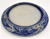 Antique Blue & Gray Stoneware Cake Riser? Lid?