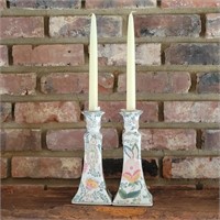 Porcelain Asian Candleholders 18" tall