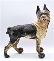 1930s Hubley Cast Iron Boston Terrier Dog Pull Toy