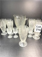 Vintage Iris & Herringbone Glassware