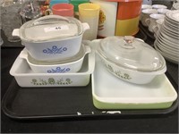 Corning ware & Glasbake dishes.