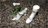 Collection of Three Porcelain Shoes