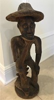 Vintage 22” Solid Wood Sculpture Farmer