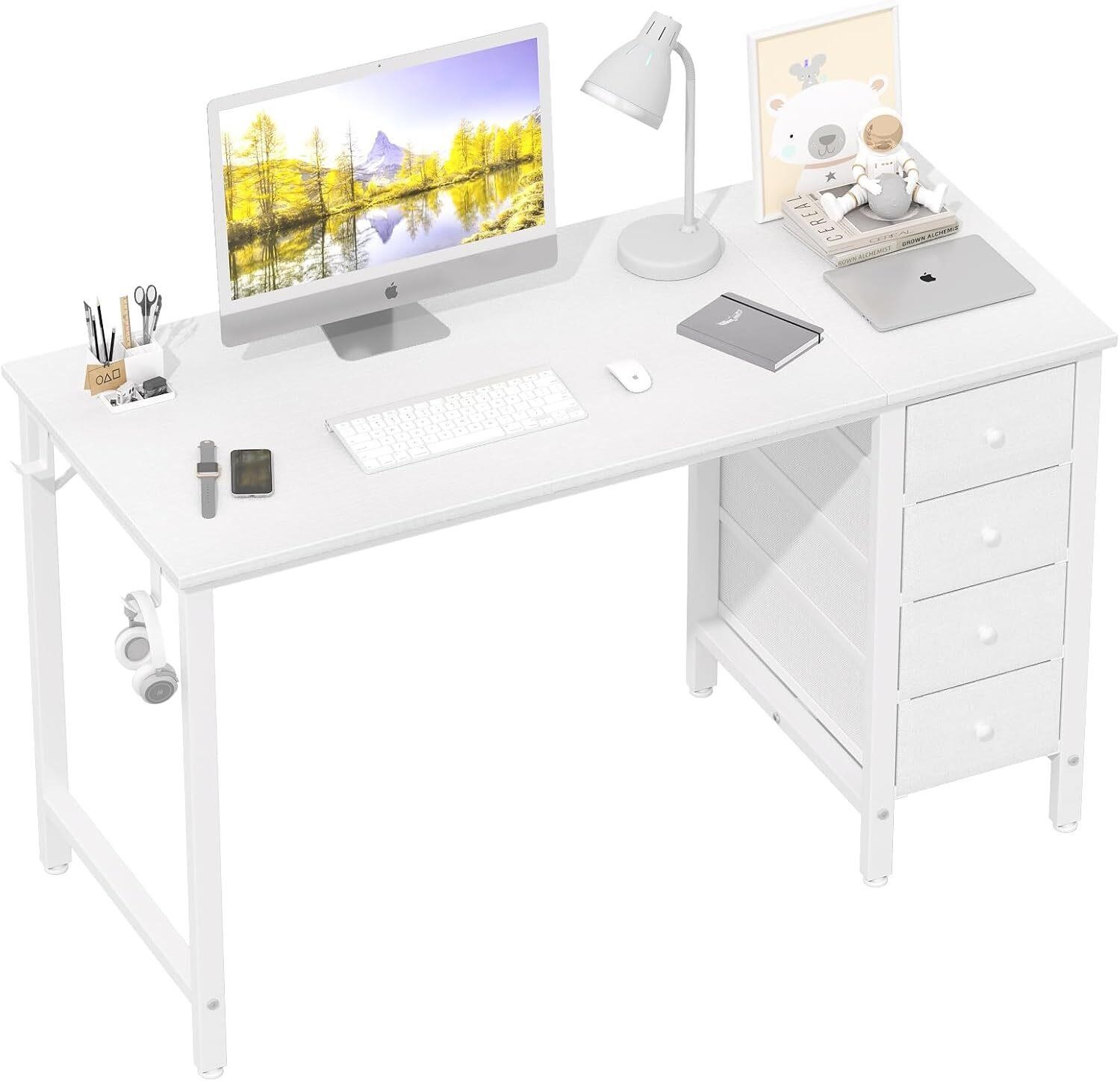 Lufeiya White Desk with Drawers - 47 Inch