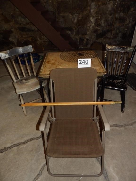 Card Table, 2 Wood Chairs, Lawn Chair
