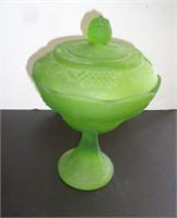 LUMINESCENT FROSTED GLASS GREEN COMPOTE