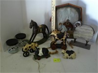 primitive lot and wooden animals