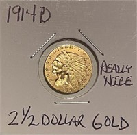 US 1914D $2.50 GOLD Indian