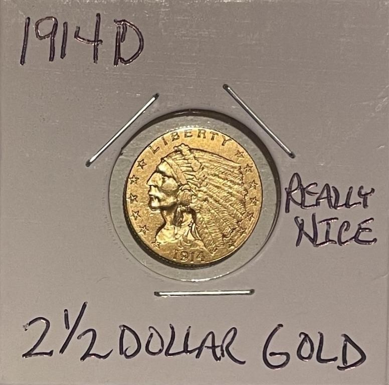 US 1914D $2.50 GOLD Indian