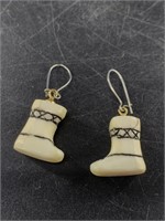 Pair of old walrus ivory muk luk earrings