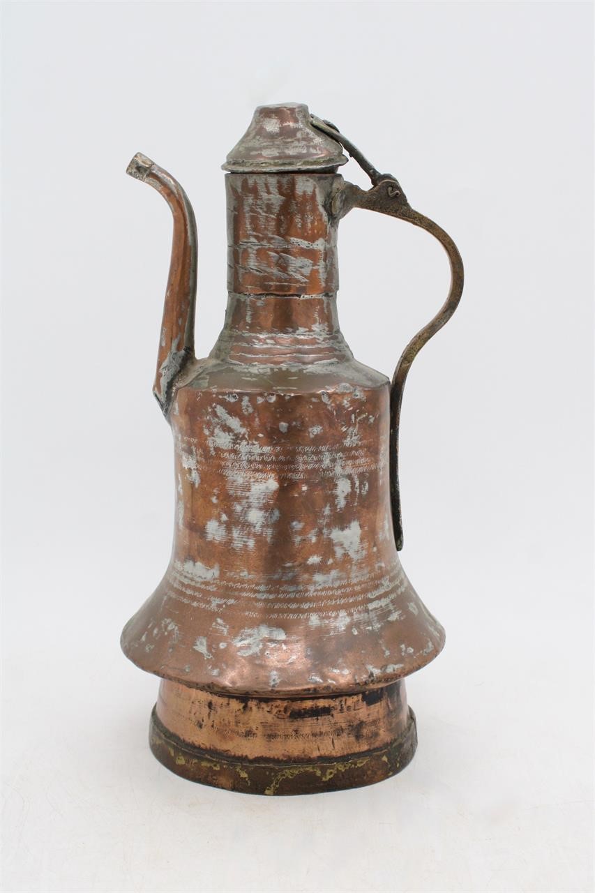 Antique Turkish Hand Hammered Copper Water Pitcher