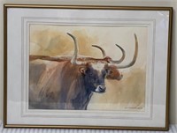 Texas Longhorns by Sherrie L. Staedtler Watercolor