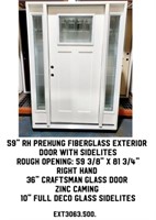 59" RH Fiberglass Exterior Door w/ Sidelites