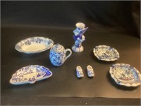8 Vintage Unique Blue & White Porcelain Pieces