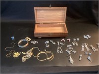 Rhinestone Earrings,Costume Jewelry & Box