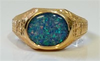 STYLISH 14K YELLOW GOLD AND OPAL RING