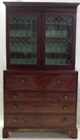 19th Century Inlaid Butler Bookcase Top Secretary