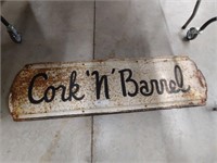 Tin "Cork N' Barrel" Sign