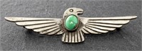 Vintage Native American Silver Turquoise Bird Pin
