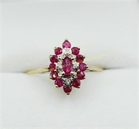 10K Yellow gold glass-filled ruby (0.46 cts) and