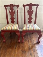 Pair of Vintage Red Painted Chairs