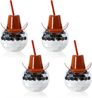 8pc Disco Ball Brown Cowboy Hat CupswStraws