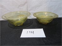 2 light green bowls