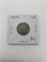 1909 Graded Antique V-Nickel Coin