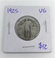 1925 Graded Standing Liberty Silver Quarter Coin