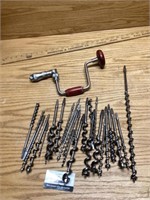 Antique drill and parts