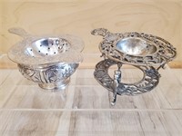 2 vintage antique-look silver plate pour-over