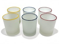 6 vintage frosted rocks glasses, 4 1/4” h.