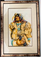 Art Mary Hudgins Native American Figural Painting