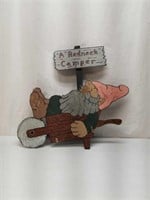 Red Neck Camper Gnome Wooden Cut Garden Sign