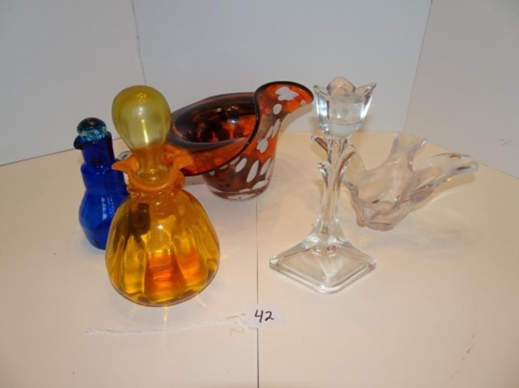 Vintage Hand Blown Art Glass Lot Perfume Bowl