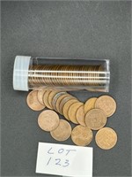 Tube of Wheat Pennies Dates Range From 1938 throug