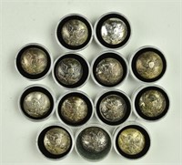 13 One-Pc. Convex Eagle Infantry "I" Coat Buttons