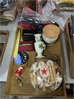 box lot misc.shells, candle,ribbon shell turtle