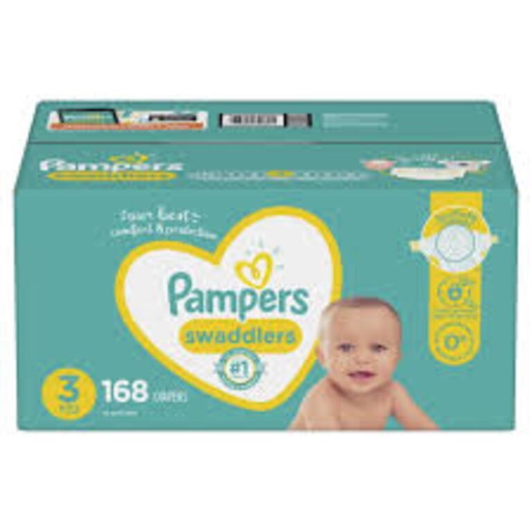 Pampers Swaddlers Diapers, Size 3, 168 Ct