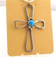 Sterling & Turquoise 2-1/2" Pendant