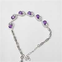 $500 Silver Amethyst White Topaz Bracelet