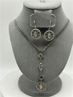 FINE Givenchy Rhodium Plated Crystal Necklace Set